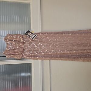 Size 10 NEW blush/rose gold gown w/ champagne/gold sequins NWT Sorella Vita